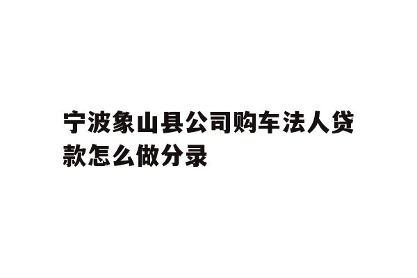 详细阅读:宁波象山县公司购车法人贷款怎么做分录 宁波象山县公司购车法人贷款怎么做分录