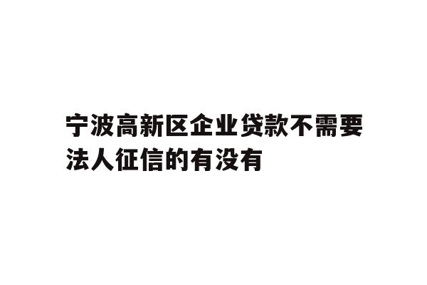 详细阅读:宁波高新区企业贷款不需要法人征信的有没有 宁波高新区企业贷款不需要法人征信的有没有