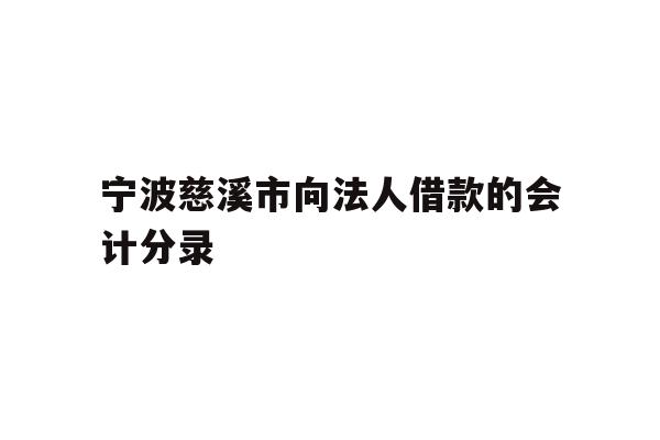 详细阅读:宁波慈溪市向法人借款的会计分录 宁波慈溪市向法人借款的会计分录