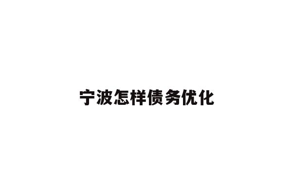 详细阅读:宁波怎样债务优化 宁波怎样债务优化