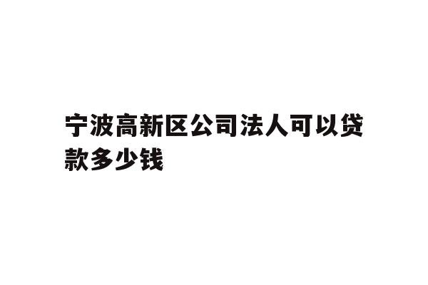 详细阅读:宁波高新区公司法人可以贷款多少钱 宁波高新区公司法人可以贷款多少钱