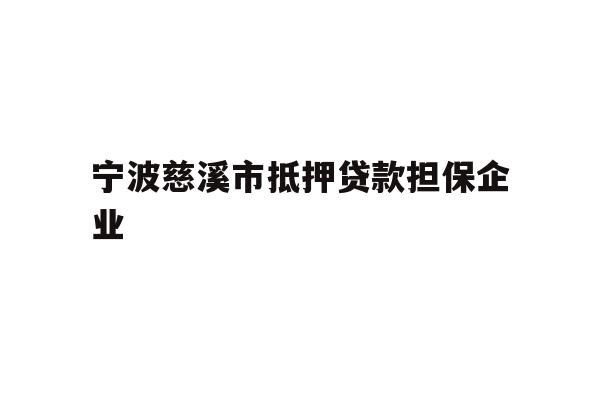 详细阅读:宁波慈溪市抵押贷款担保企业 宁波慈溪市抵押贷款担保企业