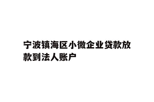 详细阅读:宁波镇海区小微企业贷款放款到法人账户 宁波镇海区小微企业贷款放款到法人账户
