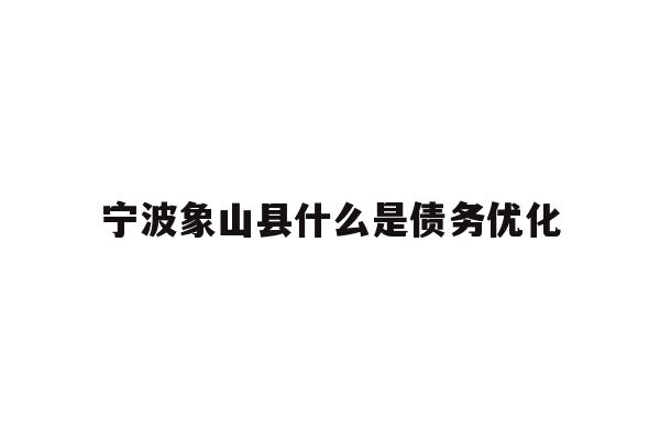 详细阅读:宁波象山县什么是债务优化 宁波象山县什么是债务优化