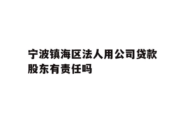 详细阅读:宁波镇海区法人用公司贷款股东有责任吗 宁波镇海区法人用公司贷款股东有责任吗
