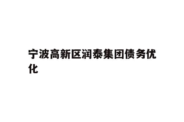 详细阅读:宁波高新区润泰集团债务优化 宁波高新区润泰集团债务优化