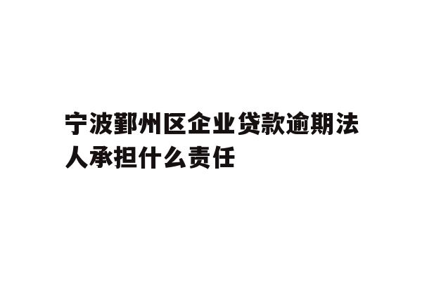 详细阅读:宁波鄞州区企业贷款逾期法人承担什么责任 宁波鄞州区企业贷款逾期法人承担什么责任
