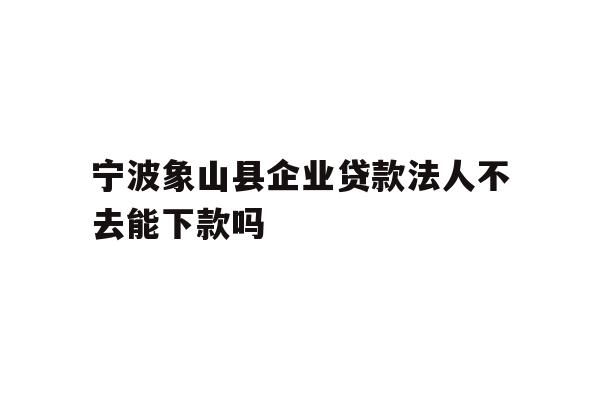 详细阅读:宁波象山县企业贷款法人不去能下款吗 宁波象山县企业贷款法人不去能下款吗