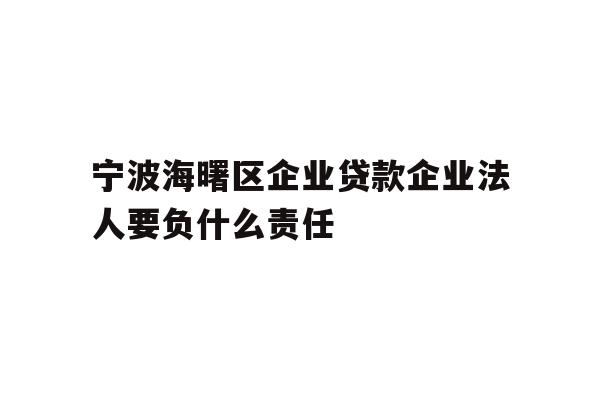 详细阅读:宁波海曙区企业贷款企业法人要负什么责任 宁波海曙区企业贷款企业法人要负什么责任