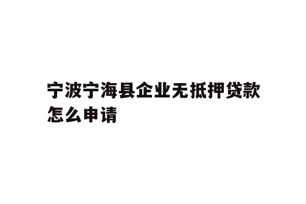 详细阅读:宁波宁海县企业无抵押贷款怎么申请 宁波宁海县企业无抵押贷款怎么申请