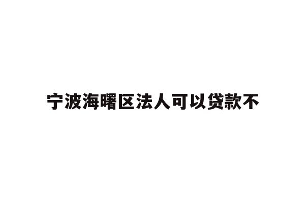 详细阅读:宁波海曙区法人可以贷款不 宁波海曙区法人可以贷款不