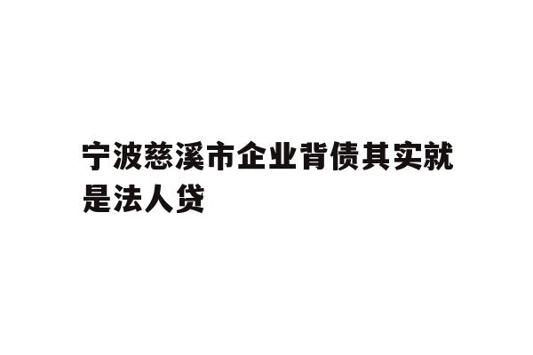 详细阅读:宁波慈溪市企业背债其实就是法人贷 宁波慈溪市企业背债其实就是法人贷