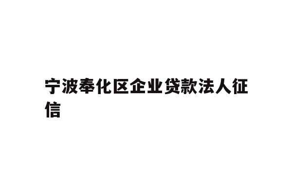 详细阅读:宁波奉化区企业贷款法人征信 宁波奉化区企业贷款法人征信
