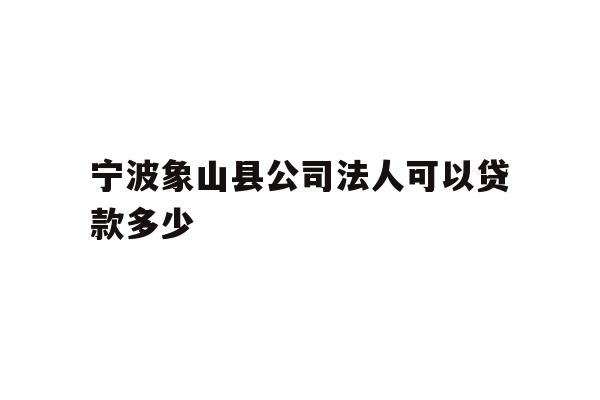 详细阅读:宁波象山县公司法人可以贷款多少 宁波象山县公司法人可以贷款多少
