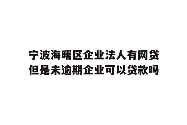 详细阅读:宁波海曙区企业法人有网贷但是未逾期企业可以贷款吗 宁波海曙区企业法人有网贷但是未逾期企业可以贷款吗
