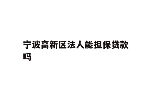 详细阅读:宁波高新区法人能担保贷款吗 宁波高新区法人能担保贷款吗