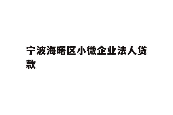 详细阅读:宁波海曙区小微企业法人贷款 宁波海曙区小微企业法人贷款