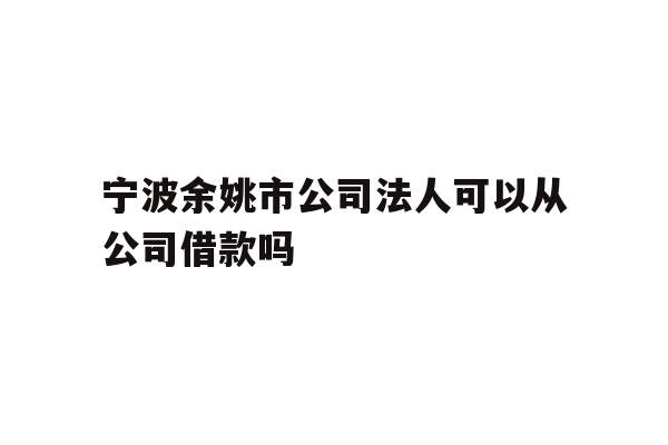 详细阅读:宁波余姚市公司法人可以从公司借款吗 宁波余姚市公司法人可以从公司借款吗