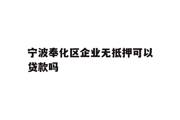 详细阅读:宁波奉化区企业无抵押可以贷款吗 宁波奉化区企业无抵押可以贷款吗