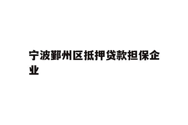 详细阅读:宁波鄞州区抵押贷款担保企业 宁波鄞州区抵押贷款担保企业