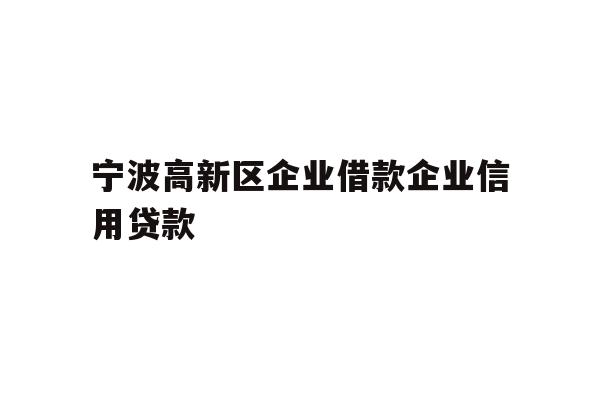 详细阅读:宁波高新区企业借款企业信用贷款 宁波高新区企业借款企业信用贷款
