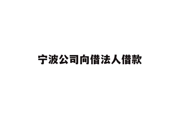 详细阅读:宁波公司向借法人借款 宁波公司向借法人借款