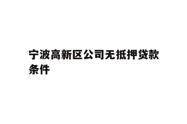 详细阅读:宁波高新区公司无抵押贷款条件 宁波高新区公司无抵押贷款条件