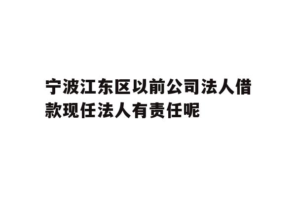 详细阅读:宁波江东区以前公司法人借款现任法人有责任呢 宁波江东区以前公司法人借款现任法人有责任呢