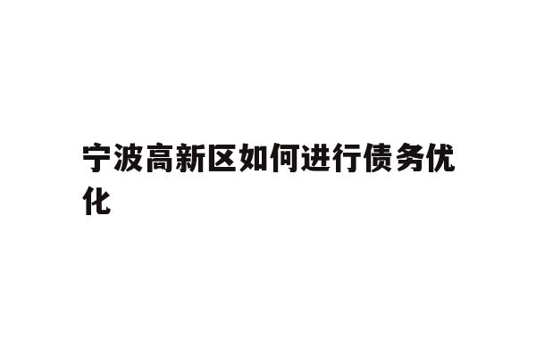 详细阅读:宁波高新区如何进行债务优化 宁波高新区如何进行债务优化