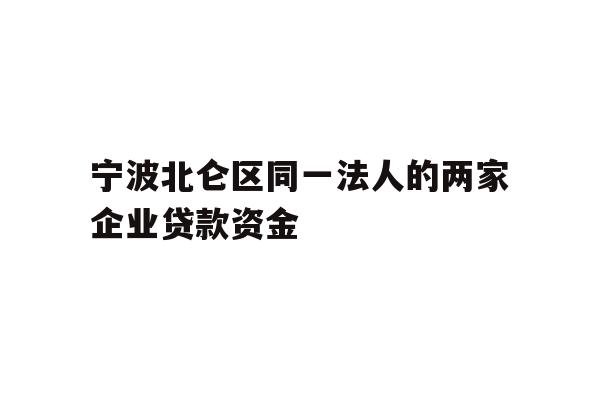 详细阅读:宁波北仑区同一法人的两家企业贷款资金 宁波北仑区同一法人的两家企业贷款资金