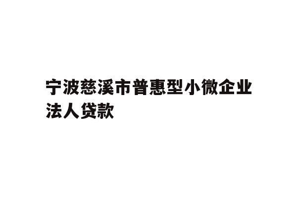 详细阅读:宁波慈溪市普惠型小微企业法人贷款 宁波慈溪市普惠型小微企业法人贷款