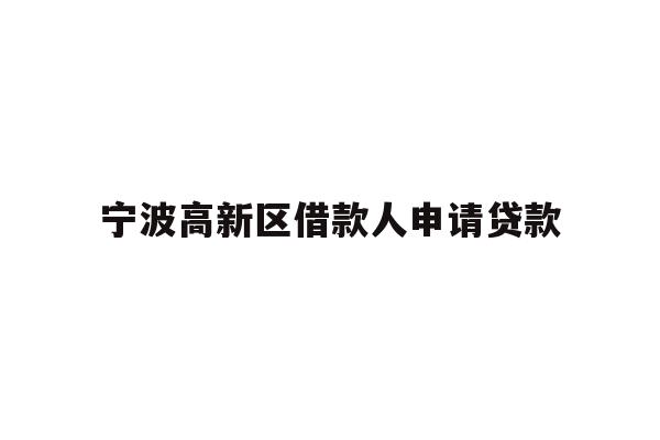 详细阅读:宁波高新区借款人申请贷款 宁波高新区借款人申请贷款