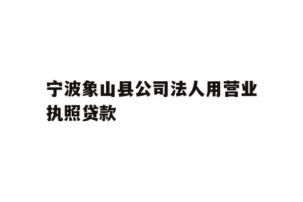 详细阅读:宁波象山县公司法人用营业执照贷款 宁波象山县公司法人用营业执照贷款