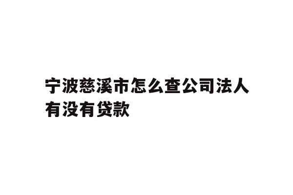 详细阅读:宁波慈溪市怎么查公司法人有没有贷款 宁波慈溪市怎么查公司法人有没有贷款