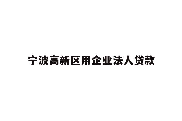 详细阅读:宁波高新区用企业法人贷款 宁波高新区用企业法人贷款