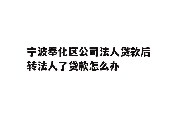 详细阅读:宁波奉化区公司法人贷款后转法人了贷款怎么办 宁波奉化区公司法人贷款后转法人了贷款怎么办