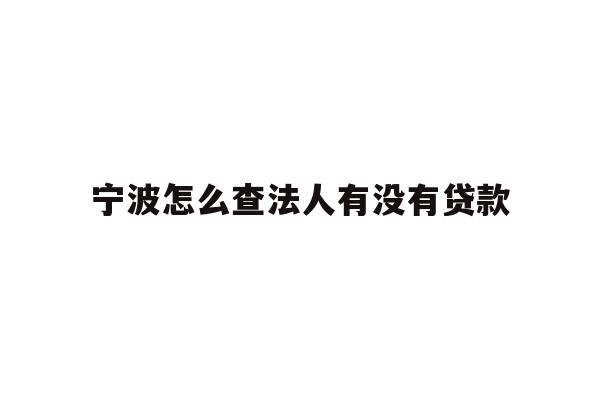 详细阅读:宁波怎么查法人有没有贷款 宁波怎么查法人有没有贷款