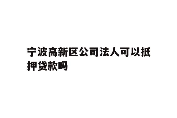 详细阅读:宁波高新区公司法人可以抵押贷款吗 宁波高新区公司法人可以抵押贷款吗