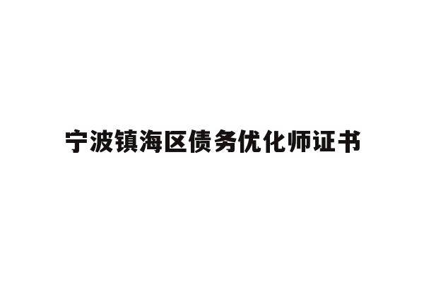 详细阅读:宁波镇海区债务优化师证书 宁波镇海区债务优化师证书