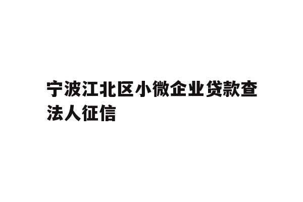 详细阅读:宁波江北区小微企业贷款查法人征信 宁波江北区小微企业贷款查法人征信