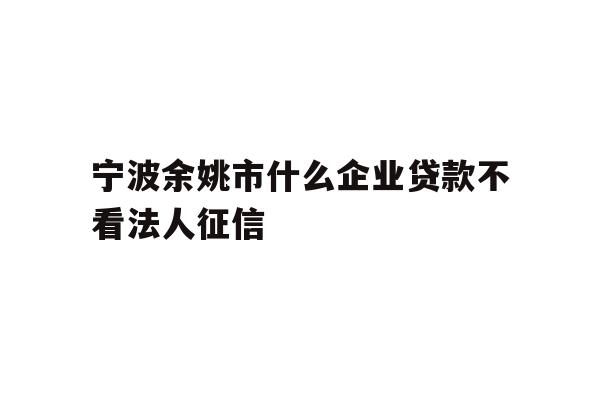 详细阅读:宁波余姚市什么企业贷款不看法人征信 宁波余姚市什么企业贷款不看法人征信