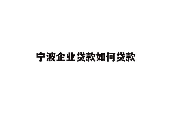 详细阅读:宁波企业贷款如何贷款 宁波企业贷款如何贷款