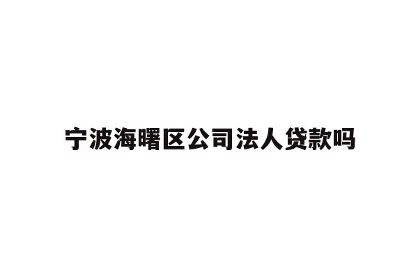 详细阅读:宁波海曙区公司法人贷款吗 宁波海曙区公司法人贷款吗