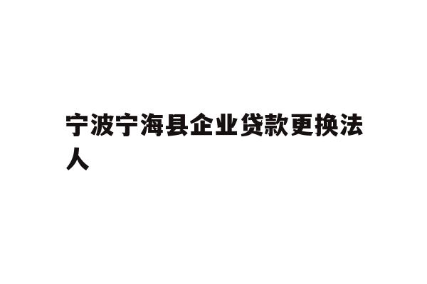 详细阅读:宁波宁海县企业贷款更换法人 宁波宁海县企业贷款更换法人