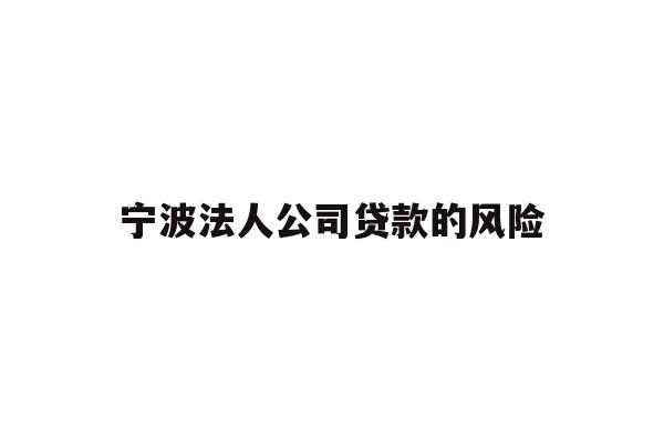详细阅读:宁波法人公司贷款的风险 宁波法人公司贷款的风险
