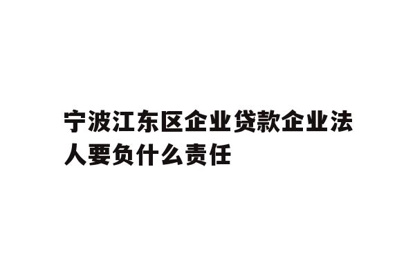 详细阅读:宁波江东区企业贷款企业法人要负什么责任 宁波江东区企业贷款企业法人要负什么责任