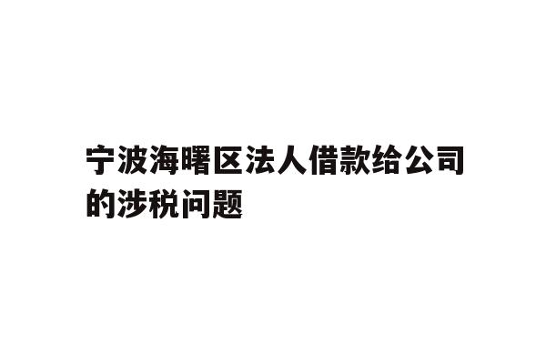 详细阅读:宁波海曙区法人借款给公司的涉税问题 宁波海曙区法人借款给公司的涉税问题