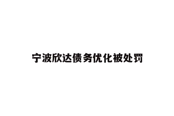 详细阅读:宁波欣达债务优化被处罚 宁波欣达债务优化被处罚
