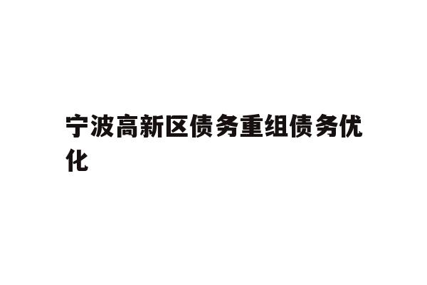 详细阅读:宁波高新区债务重组债务优化 宁波高新区债务重组债务优化