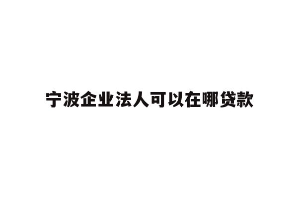 详细阅读:宁波企业法人可以在哪贷款 宁波企业法人可以在哪贷款